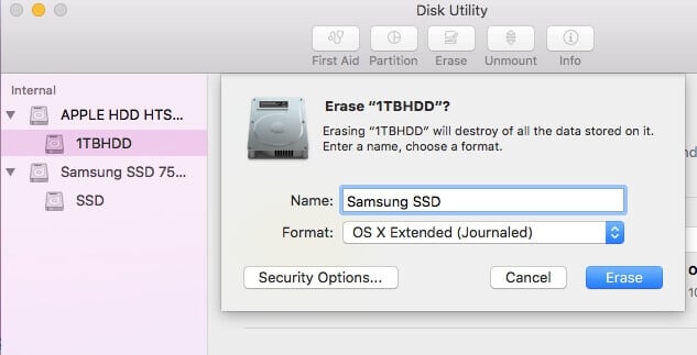 Macbook disk utility